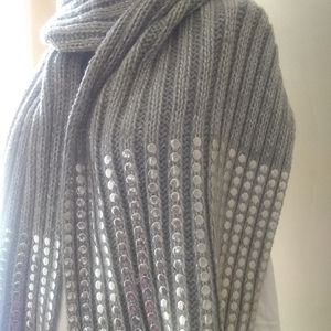 Dkny women's studded knit scarf. Silver